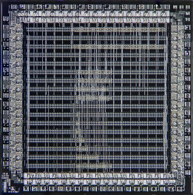 Image of a semi-custom ASIC design by Antoinebercovici of Wikimedia Commons, licensed under CC BY-SA 3.0